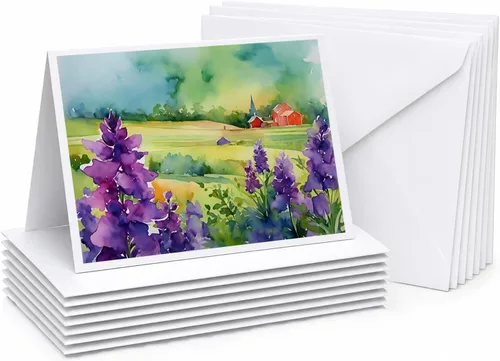 Miniatura 63 de Caroline's Treasures DAC1709GCA7P - Tarjetas de felicitación y sobres de arándanos de Texas en acuarela, paquete de 8 tarjetas en blanco con sobres