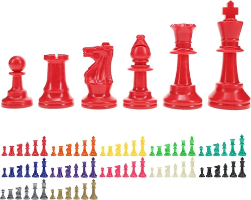 Miniatura 9 de WE Games - Piezas de ajedrez Staunton de plástico brillante en color con rey de 3.75 pulgadas - Juego de ajedrez de mitad de piezas solamente