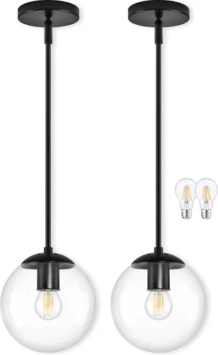 Miniatura 26 de Bagood Lámpara Colgante de Globo de 6" Dorada Lámpara Colgante de Mediados de Siglo Luces Colgantes de Globo para Isla de Cocina Acabado en Latón
