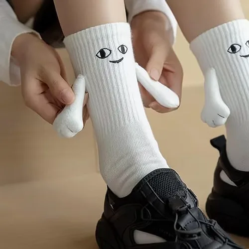 Miniatura 3 de Calcetines tomados de la mano,Divertidos pares magnéticos de mano a mano calcetines de tubo medio,Calcetines novedosos para muñecas 3D, regalos