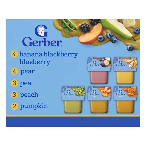 Gerber Stage 2 - Alimento para bebés, tarros de puré del mercado de agricultores, sin colores ni sabores añadidos, puré para bebés, variedad de 32