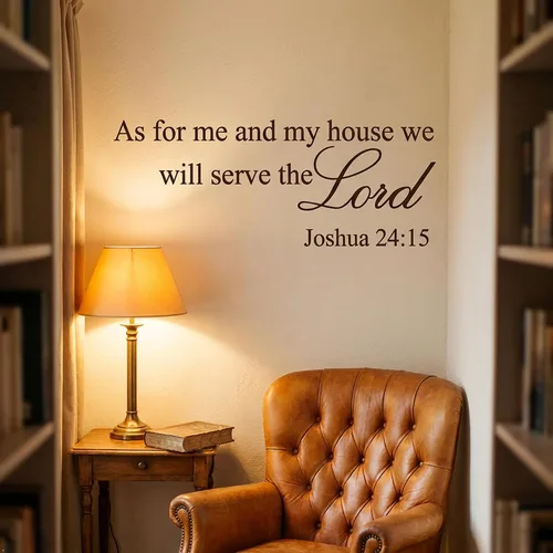 Miniatura 2 de Picniva As for Me and My House We Will Serve the Lord - Calcomanía para pared, 8 x 20 pulgadas, diseño de las Escrituras de Joshua 24:15, removible