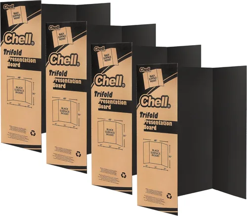 Miniatura 9 de Chell Tablero de Póster Tríptico de Tamaño Mini, 16" x 24", Tableros de Proyecto Corrugados Pequeños, Negro, Paquete de 2