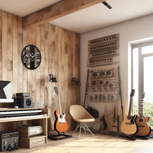 Miniatura 6 de Reloj de pared con temática musical de 12 pulgadas, diseño de teclas de piano y notas musicales, silencioso y funciona con pilas, perfecto para sala