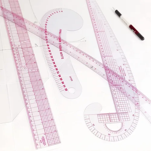 Miniatura 2 de HLZC Regla curva francesa para hacer patrones, juego de reglas de costura transparentes de 15 piezas para principiantes y diseñadores de sastres