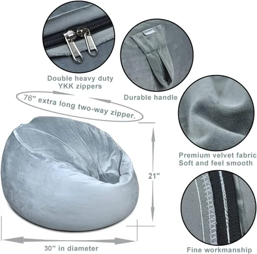 Miniatura 3 de Funda para silla puf, almacenamiento de animales de peluche, organizador de juguetes de felpa, funda para sillas de puf para niños, adolescentes
