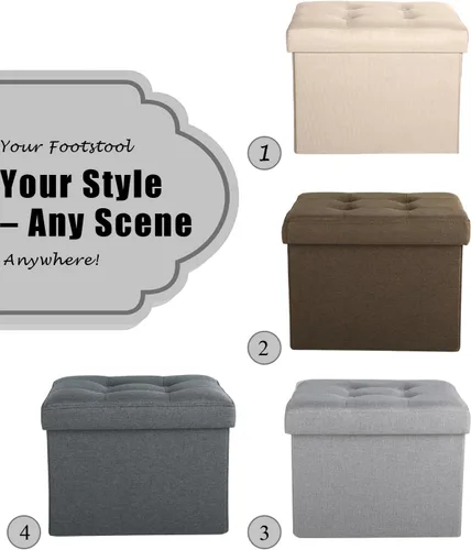 Miniatura 8 de Otomán de Almacenamiento Otomán Reposapiés Taburete Banco Plegable con Almacenamiento Dormitorio de Estudiantes, Dormitorio y Entrada 16 X 12 X 12