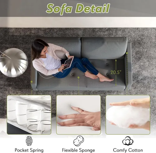 Miniatura 7 de STHOUYN Cómodo sofá biplaza pequeño, sofá biplaza pequeño, sofá biplaza pequeño, sofás modernos de mediados de siglo, sala de estar, dormitorio