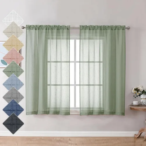 Aiyufeng Niveles transparentes de lino verde 45 pulgadas