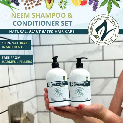 Miniatura 2 de Zatural Kit de champú y acondicionador Natural Neem, calmante y curativo para la nutrición y reparación sensativa del cuero cabelludo y el cabello