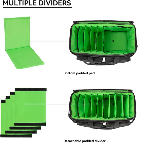 Miniatura 4 de SAVIOUR Bolsa de Archivos para Cables de DJ, Fondo Acolchado Desmontable y Divisores Ajustables, Almacena Cables de Música, Audio y Video