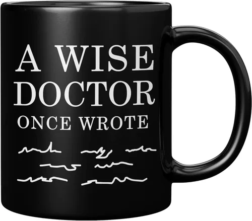 Panvola Una vez un médico sabio escribió Taza de café de cerámica para médico graduado, cirujano, estudiante de medicina, MD, profesional, 11oz,