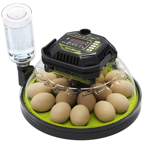 Incubadora de 18 huevos con contador automático de día de giro de huevos y atomizador para control automático de humedad, bloqueo automático