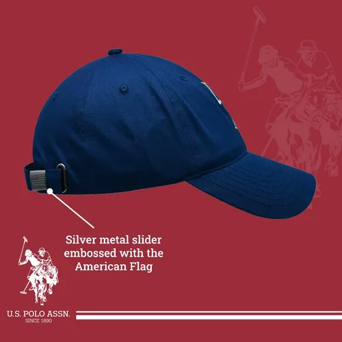Miniatura 5 de Concept One US Polo Assn. Dad - Gorra de béisbol ajustable con logotipo de caballo bordado con rayas diagonales