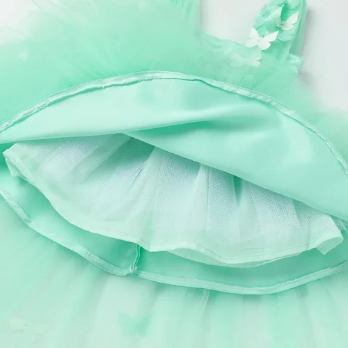 Miniatura 6 de ODASDO Vestido de mariposa para bebés y niños pequeños, sin mangas, de tul alto, bajo, princesa, boda, ocasión especial, vestido de baile de noche