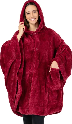 Miniatura 17 de PAVILIA Angel Wrap Hooded Blanket Poncho, Wearable Blanket Throw Wrap Poncho for Women Adult, Cozy Fluffy Sherpa Shawl Cape