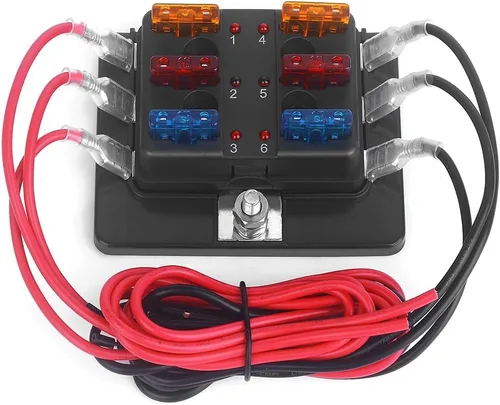 Miniatura 3 de DC 12 ~ 32 V Blade Fuse Box Holder con kit de luz de advertencia LED para bloque de fusibles marino automático, fusibles incluidos