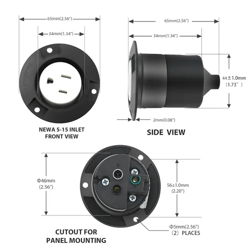 Miniatura 2 de Miady Toma de corriente con brida de 15 amperios de 125 V, NEMA 5-15 receptáculo de tomas de corriente con bridas con cubiertas delanteras