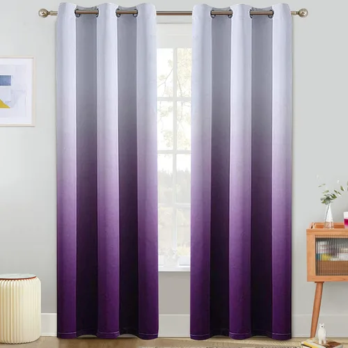 Miniatura 30 de COSVIYA Cortinas 100% Opacas Azul Degradado con Lazos Ajustables para Cocina Aislamiento Térmico Oscurecimiento de Habitación Cenefa con Bolsillo
