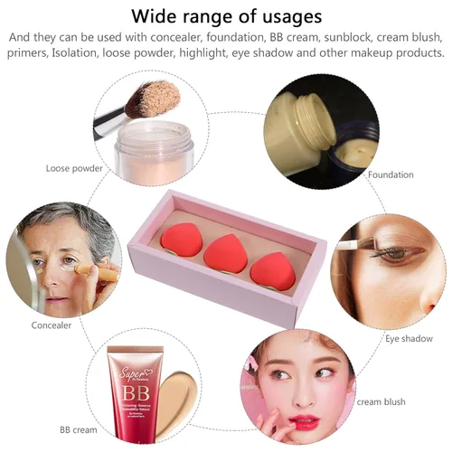 Miniatura 4 de Uonlytech Esponja de belleza de frutas, almohadillas de algodón para maquillaje facial, kit de maquillaje de cara, base de maquillaje en polvo