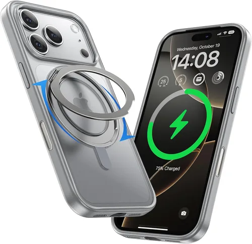 Miniatura 22 de MAGIC JOHN Soporte Magnético Invisible Giratorio 360° para Funda de iPhone 17 Pro [Botón de Control de Cámara] [Compatible con MagSafe] 16 FT Negro
