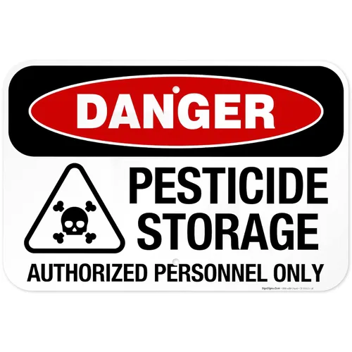 Miniatura 15 de Danger - Cartel autorizado de almacenamiento de pesticidas, 10 x 7 pulgadas, calcomanías de vinilo de 4 mil resistentes a la intemperie, fabricadas