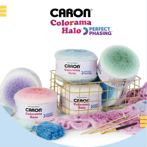 Miniatura 4 de Caron Colorama Halo Cake Ultra Marine Hilo - Paquete de 2 unidades de 8oz/226.79g - 71% acrílico, 18% nailon, 11% poliéster, #5 grueso, 60 yardas