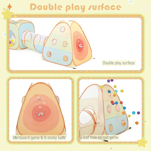 Miniatura 2 de UTEX Tienda de campaña desplegable 3 en 1 con túnel, pozo de pelotas para niños, niñas, bebés y niños pequeños, casa de juegos para interiores