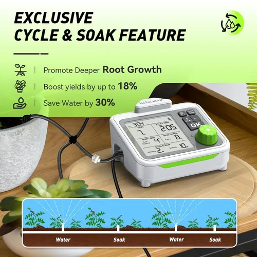 Miniatura 6 de RAINPOINT Regadera automática para plantas de interior de gran pantalla para maceta, ciclo y modo de remojo, sistema de riego por goteo automático