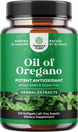 Natures Craft Cápsulas blandas de aceite de orégano silvestre, cápsulas blandas súper concentradas, aceite de orégano para digestión y apoyo