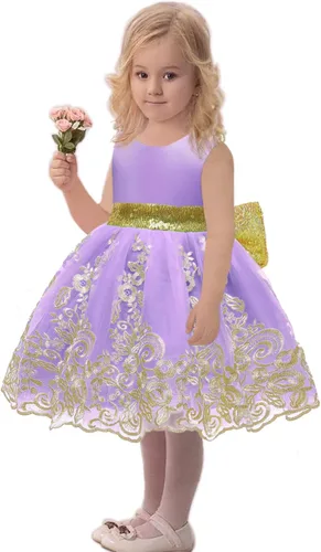 Miniatura 31 de CMMCHAAH - Vestidos de encaje para concursos de niñas bebés de 0-6 años, vestido formal para fiestas con diadema