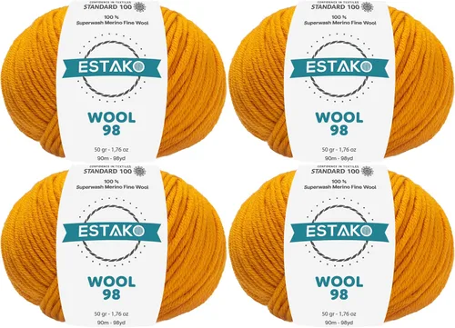 Miniatura 7 de Estako Lana 98 100% Lana Merina Superwash Lana Media Lana Lana Suave Tejido y Crochet Hilo 1.76 oz (50gr) 98 yds (295.3 ft) (6147 - Off White)