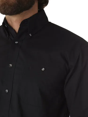 Miniatura 3 de Wrangler George Strait - Camisa tejida de manga larga con botón de bolsillo para hombre
