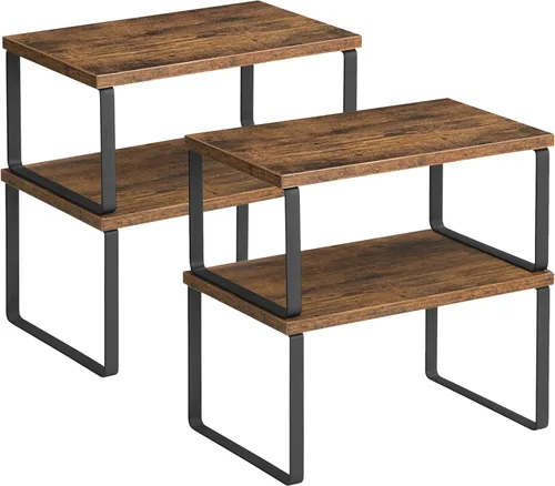 SONGMICS Estante organizador de gabinete, juego de 4 estantes de encimera de cocina, almacenamiento de cocina, estante de especias, apilable, Tinta