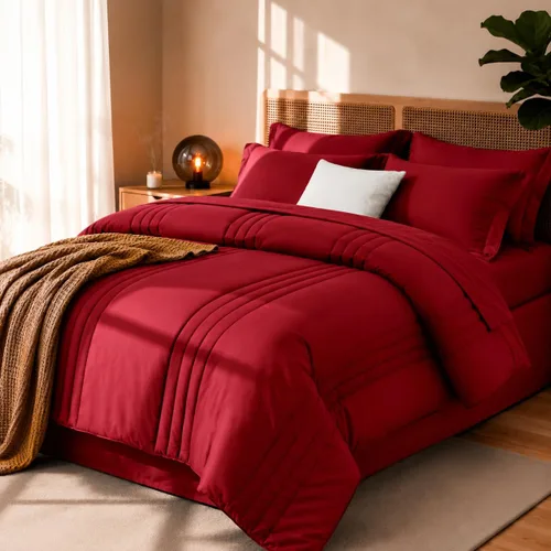 Miniatura 14 de juego de edredón tamaño individual negro - Cama en una bolsa tamaño individual 5 piezas, juego de ropa de cama suave para todas las estaciones