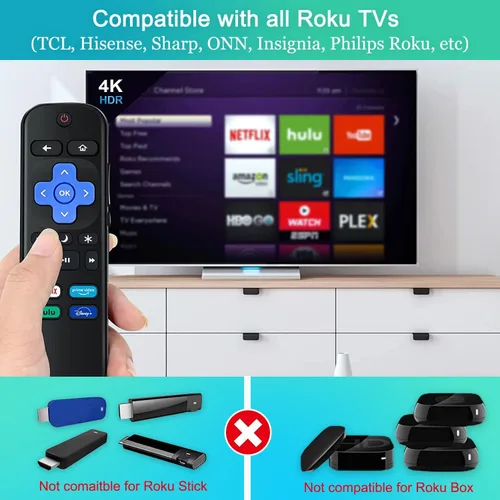 Miniatura 2 de Repuesto para control remoto Roku TV con funda de silicona, compatible con TCL/Hisense/Onn/Westinghouse/Insignia/Sharp Roku TV con 4 teclas