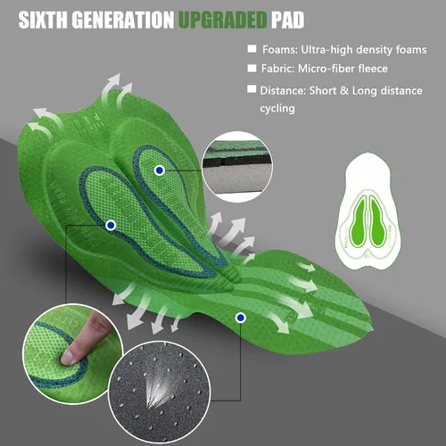 Miniatura 3 de sponeed Pantalones cortos de ciclismo para hombre, pantalones acolchados para ciclismo, ropa de ciclismo