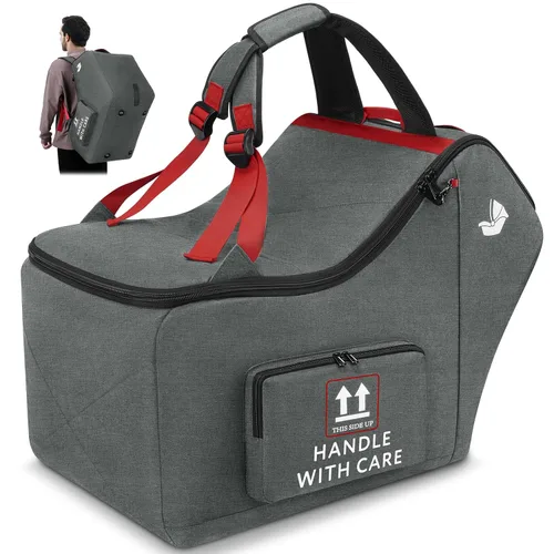 RAINSMORE Bolsa de viaje para asiento de automóvil infantil para avión, compatible con todos los asientos de automóvil Nuna Pipa y base Chicco Gris