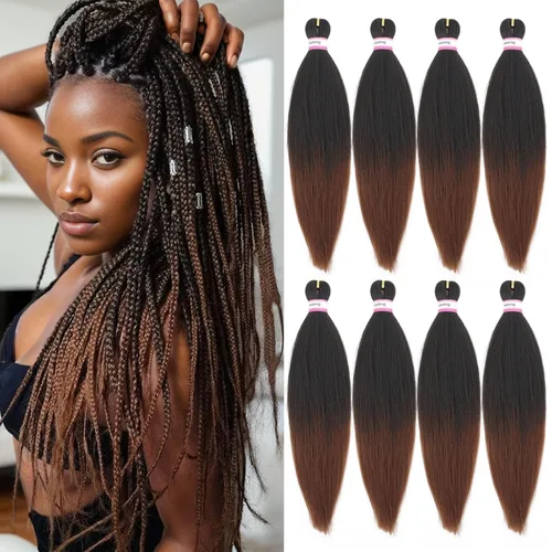 Miniatura 48 de Extensiones de cabello para trenzar preestiradas, color negro, 12 pulgadas, 8 paquetes de cabello natural para trenzar, fácil trenza, ajuste de agua