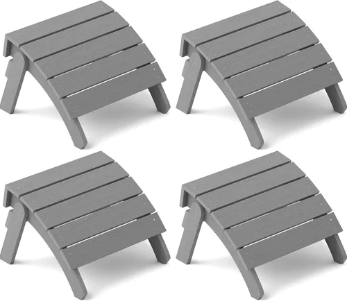 Miniatura 28 de YEFU Adirondack - Juego de 2 otomanas Adirondack, reposapiés de patio, reposapiés Adirondack plegable, resistente a la intemperie para silla Gris