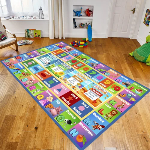 Miniatura 2 de HUAHOO Alfombra de juego para niños, alfombra de juego educativa y divertida, alfombra de juego ABC con formas de animales, aprendizaje y formas