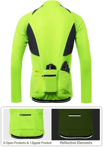 Miniatura 4 de ARSUXEO Camisetas de ciclismo de media cremallera para hombre Camisas de ciclismo de montaña de manga larga 6031