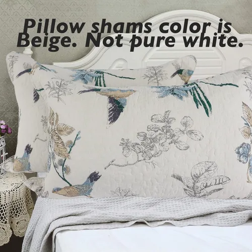 Miniatura 2 de Brandream Fundas de almohada acolchadas 100% algodón, 2 piezas, tamaño estándar, diseño de pájaros de campo americano, decoración de dormitorio