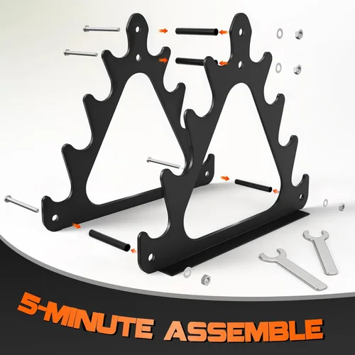 Miniatura 5 de 4-Tier Dumbbell Rack for 1-15 lb Weights, Holds 5 Pairs Space-Saving Sturdy A-Frame Stand for Home Gym, Weight Rack for Women's Dumbbell Set