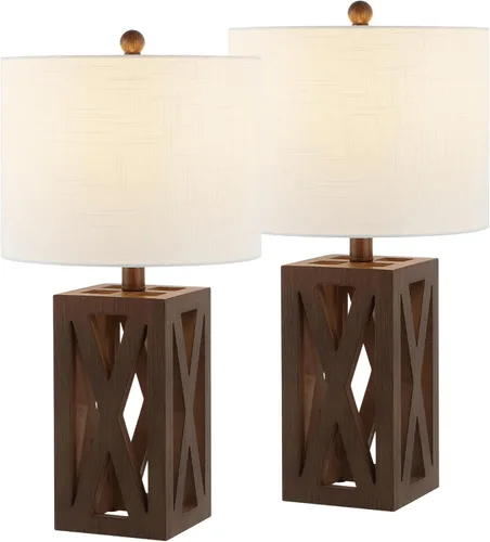 Miniatura 12 de JONATHAN Y JYL1062A Stewart 21.5" lámpara de mesa de madera LED industrial estilo francés campestre rústico para recámara, sala de estar, oficina