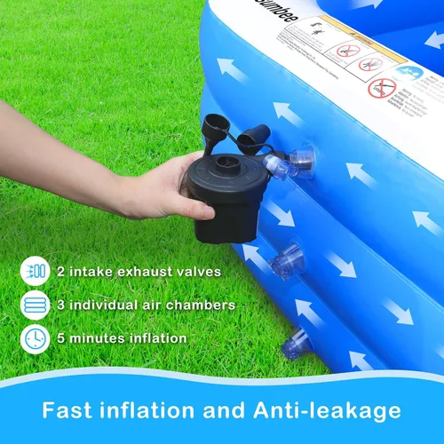 Miniatura 7 de Sumbee Piscina inflable para niños de 4 a 8 a 12 años y adultos, 120 x 72 x 22 pulgadas con PVC grueso, 306 galones, piscina rectangular grande