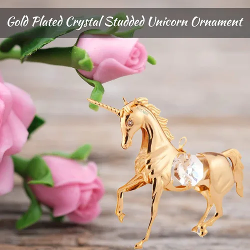 Miniatura 4 de Matashi Adorno de unicornio chapado en oro de 24 quilates, decoración para el hogar, oficina, regalo único para el día de la madre, día de San