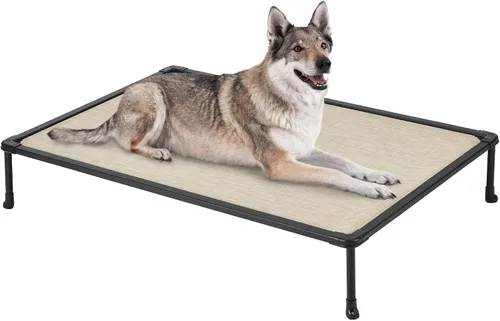Veehoo Cama Elevada para Perros a Prueba de Masticación - Catre Elevado Refrescante para Mascotas, Malla Transpirable, Lavable y Antideslizante para