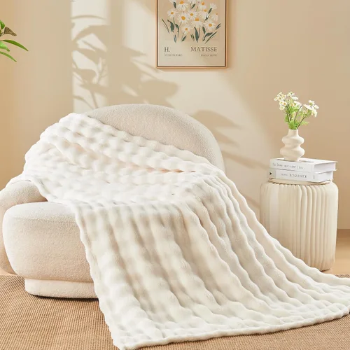 Miniatura 33 de NEWCOSPLAY Manta para Sofá Aqua Súper Suave de Franela Polar 3D Burbuja Ligera Manta de Cama para Uso en Todas las Estaciones (Aqua, Throw(50"x60"))