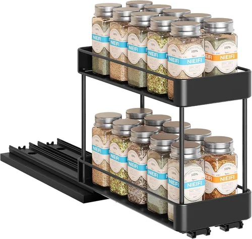 Nieifi Organizador de especias para gabinete, estante vertical para especias, fácil de instalar, metal, 4.5 pulgadas de ancho x 10.35 pulgadas de
